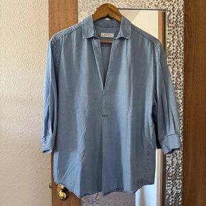 Women Zara premium denim collared blouse_xs